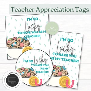 Teacher Appreciation Tag Teacher Gift Tags Lucky Charms
