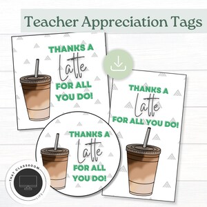 Teacher Appreciation Tag Teacher Gift Tags Coffee