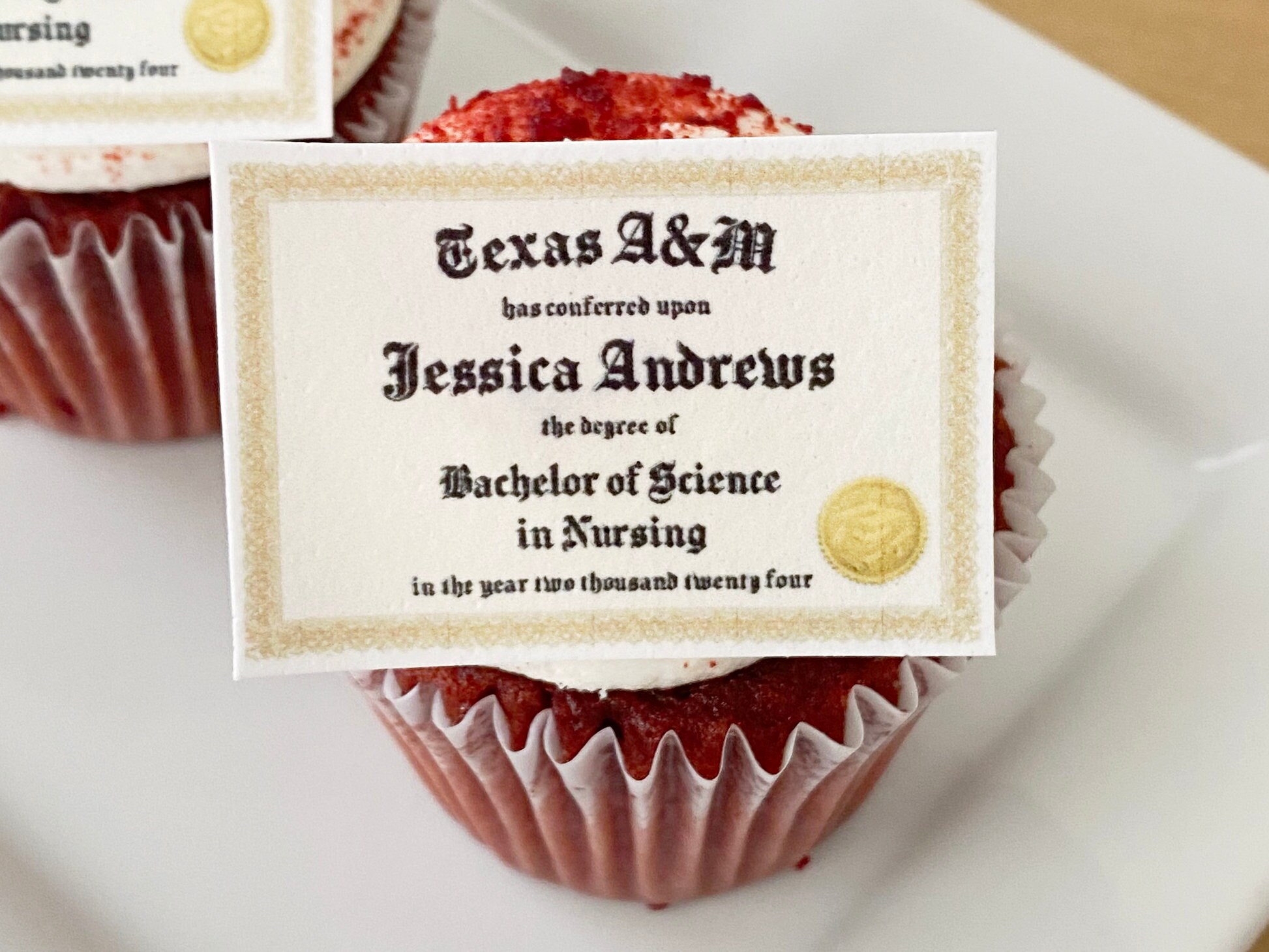 Custom Graduation Diplomas Edible Cupcake Toppers for College