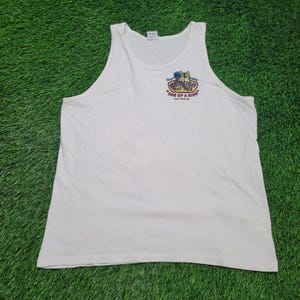VTG 90s Ron Jon "Night Wolf" Tank Top Mens L Surfwear Cocoa Beach immagine 4
