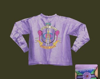 Vintage 90s Beverly Hills Athletic Club Shirt Custom Pastel Tie Dye Long Sleeve Graphic Tee Boxy Womens Large
