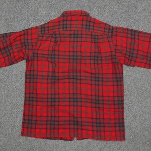 1960s Pendleton Wool Flannel Shacket | Red Navy Plaid Boxy Oversized Shirt | Vintage image 6