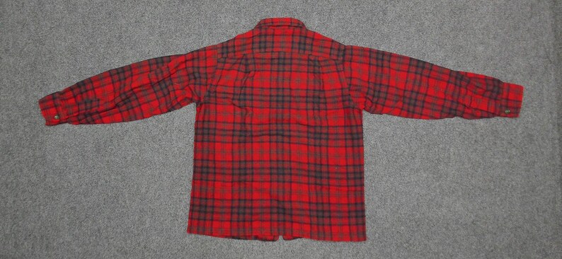 1960s Pendleton Wool Flannel Shacket | Red Navy Plaid Boxy Oversized Shirt | Vintage image 6