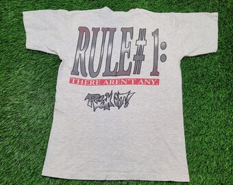 VTG T-shirt Rek-It « No Rules » années 90 pour homme, petit point simple