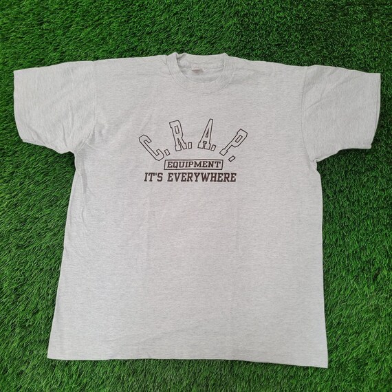 Vintage 90s Funny CRAP Equipment Shirt XL 23x27 Cropped USA