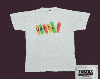 Vintage 90s UNITE Labor Union T Shirt Mens XL Heather Gray