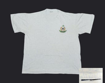 Vintage 90s Notre Dame Embroidered T-Shirt: Heathered Blue, Boxy Skater Fit XL