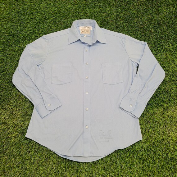 Vintage 70s SEARS Perma-prest Shirt Large 22x29 Blue - Etsy