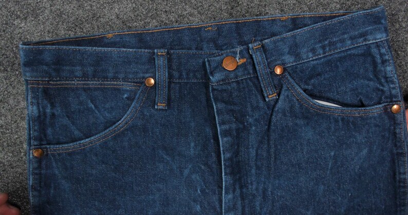 Vintage Wrangler 936DEN USA Dark Wash Cowboy Stacking Jeans Mens 32x40 image 9