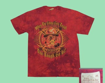Vintage 2006 The Mountain Firefighter Reaper Tie Dye Grunge T Shirt Mens L