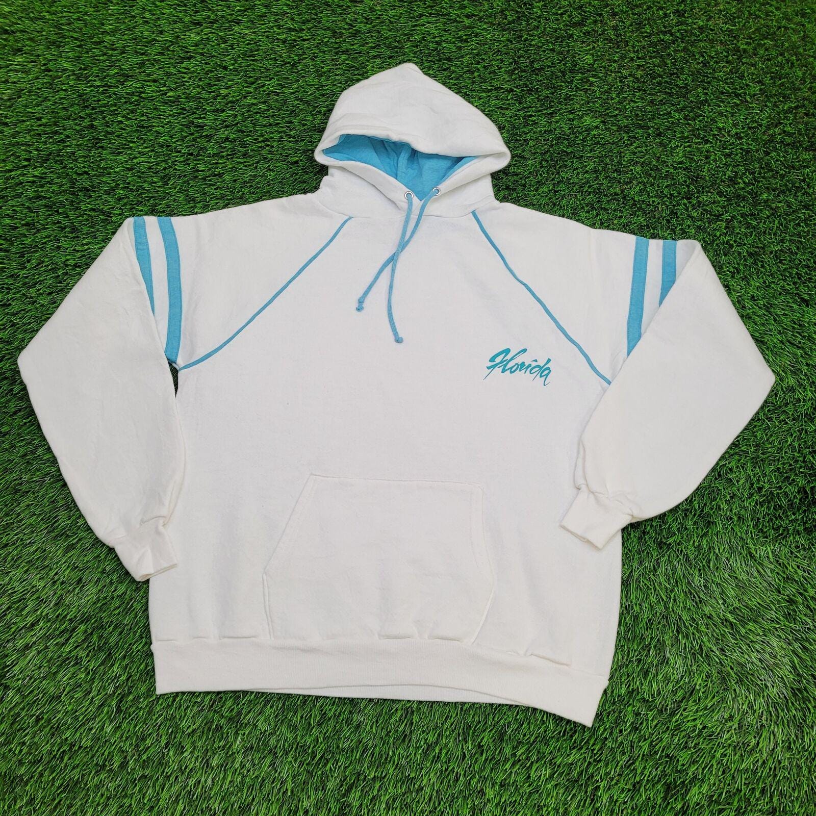 True Vintage 70s Thermal Lined Hoodie Large Made In USA Blue