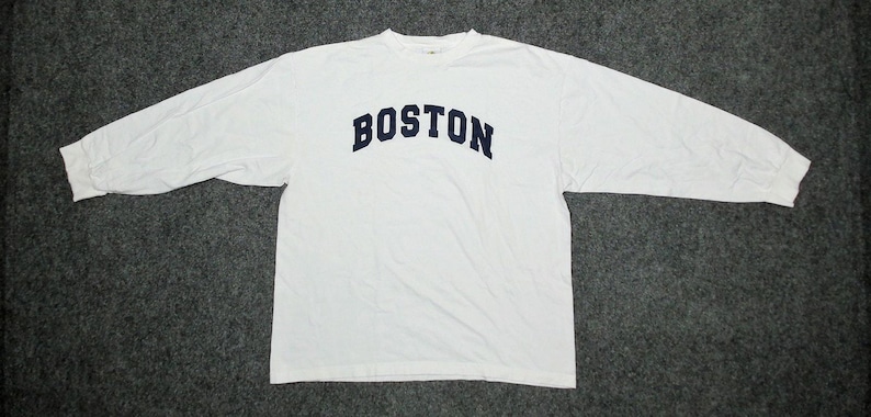 90s Vintage Body Glove Boston Spellout Long Sleeve Tee | Oversized Slouchy Fit | White Retro Streetwear Mens XL image 5
