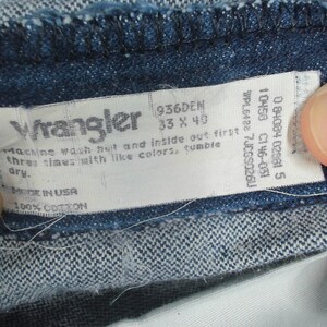 Vintage Wrangler 936DEN USA Dark Wash Cowboy Stacking Jeans Mens 32x40 image 7