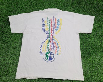 Vintage 90s Earth-Day Shirt Womens Large 21x25 White Better-World