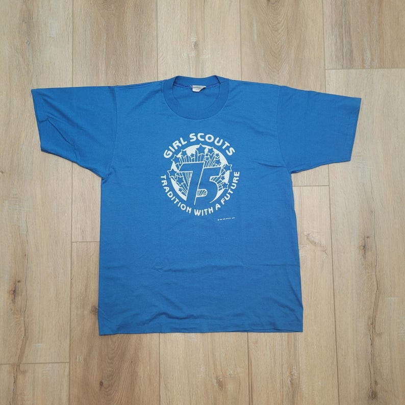 VTG 1986 Girl Scouts T Shirt M Single Stitch USA Made 75th Anniversary 80s image 1