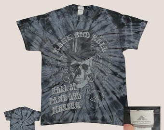 Vintage Y2K Skull Tie Dye Graphic Tee Rock and Roll Hall of Fame Shirt