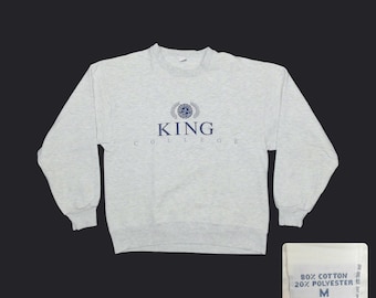 Vintage 90s Oversized King College Sweatshirt Heather Gray Batwing Boxy Fit Womens L