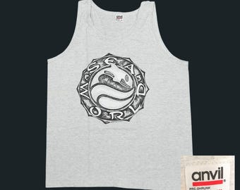 Vintage 90s Sea World Puff Print Tank Top XL Heather Gray Made USA
