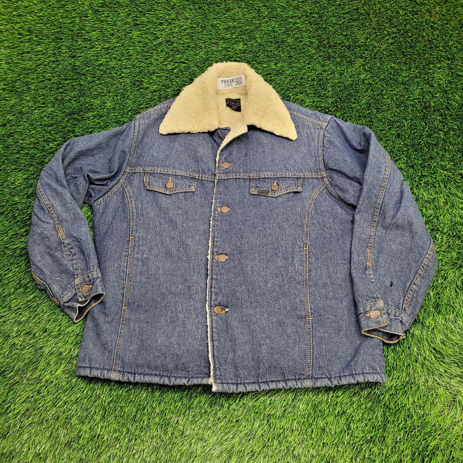 Vintage 80s Sears Roebucks Jean Jacket XL Sherpa Lined Denim Coat 