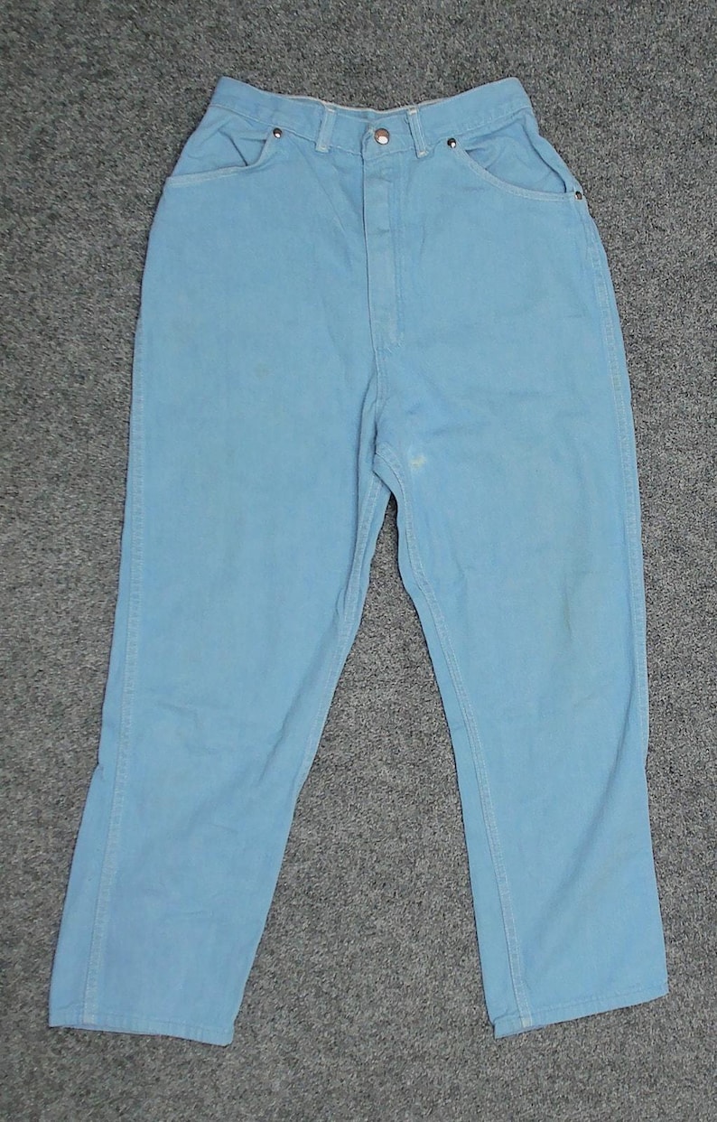Jean Wrangler bleu cloche des années 1960 | Denim Curvy Fit taille haute bleu bébé | Taille 2 Sablier taille 26 Petite image 3