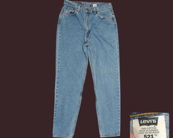 Vintage Levis 521 High Rise Mom Jeans Light Wash Womens Size 12 W31