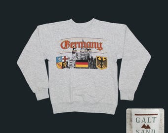 Vintage 80s Germany Souvenir Sweatshirt Heather Gray Neuschwanstein Castle Graphic Galt Sand Mens Small