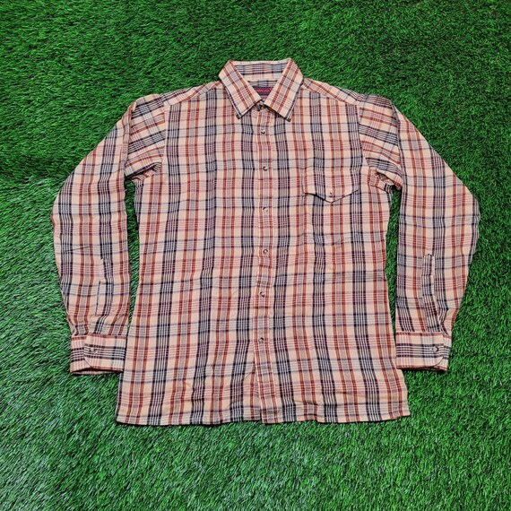 Baracuta, Baracuta Vintage 80s Plaid Shirt Mens M 16x33 Slim Fit Preppy Ivy League