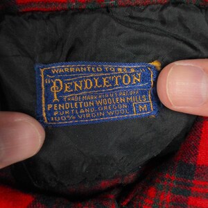1960s Pendleton Wool Flannel Shacket | Red Navy Plaid Boxy Oversized Shirt | Vintage image 7