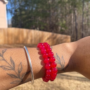 bright red beaded bracelets
