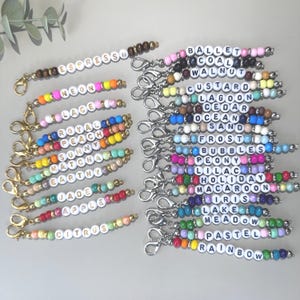 Personalized Color Wood Beaded Keychain: Custom Name Bag Charm Key Charm