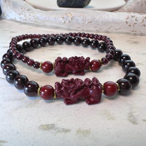 Red Garnet Pixiu Bracelet: Piyao Money Attracting Lucky Jewelry