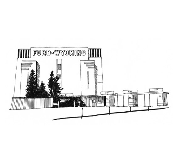 Ford Wyoming Drive In Detroit Giclee Print 8x10 Etsy