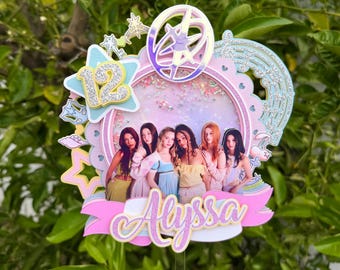 Adorno para pastel de Kpop Adorno para pastel de Katseye Tema de estrella pop femenina Cumpleaños de Katseye Decoración para fiesta de cumpleaños de banda femenina