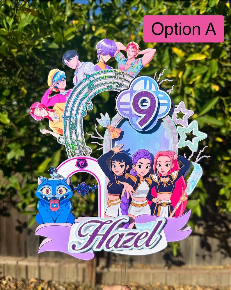 K-Pop Hunters Geburtstagsdeko Set - Huntrix Cake Topper & Banner