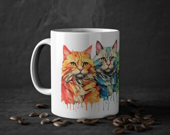 TAZA GATOS COLORES, taza regalo taza loca