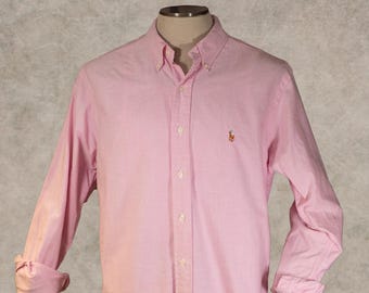 Vintage 1980s Ralph Lauren Oxford Shirt: Made in Canada, Deep Berry Red