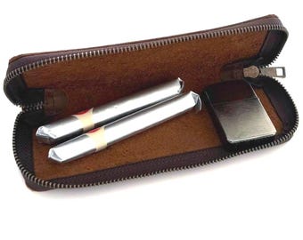Handmade Leather Case – Cigar, Pen or Glasses Holder – Genuine Leather Sleeve – Durable Minimalist Design – Travel Everyday Carry Gift