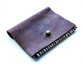 Handmade Leather Wallet Handstitched - Durable and Unique Gift - Minimalist Design Genuine Brown Leather Card Case