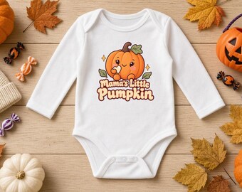 Babyrompertje met pompoenprint, rompertje met lange mouwen, eerste herfstoutfit voor je baby, schattig pompoenbabycadeau, kraamcadeau
