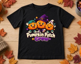 Pumpkin Patch Crew Kids Halloween Shirt, Youth Unisex Tee, Cute Pumpkin Friends Shirt, Fall Pumpkin Patch Outfit, Kids Halloween Gift