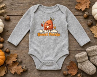 Babyrompertje met lange mouwen, Mama's Kleine Zoete Aardappel, Babyoutfit voor Thanksgiving, Leuk herfstrompertje, Cadeau voor pasgeborene