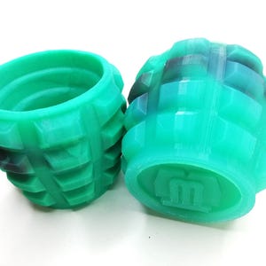 2 x Green, Black and Grey Grenade Silicone Shot Glasses