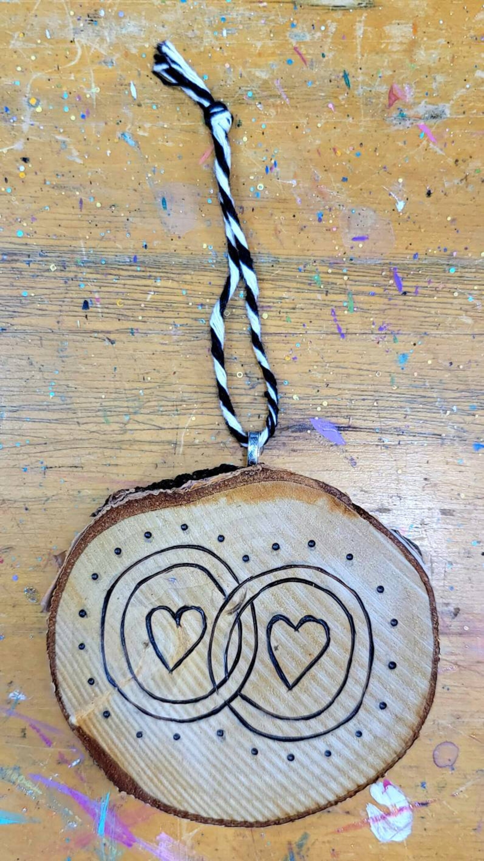 Entwined Wedding Rings Woodburned Wall Art Love Hearts | Etsy