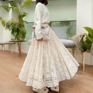 Cottagecore Clothing Fairy Grunge Long Maxi Skirt, Lace Princesscore Skirt, Korean Fashion Lace Skirt A