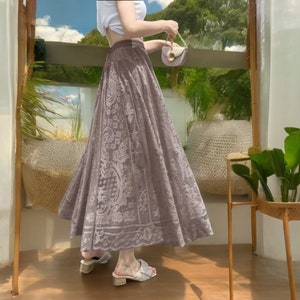 Cottagecore Clothing Fairy Grunge Long Maxi Skirt, Lace Princesscore Skirt, Korean Fashion Lace Skirt E