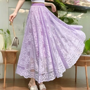 Cottagecore Clothing Fairy Grunge Long Maxi Skirt, Lace Princesscore Skirt, Korean Fashion Lace Skirt D