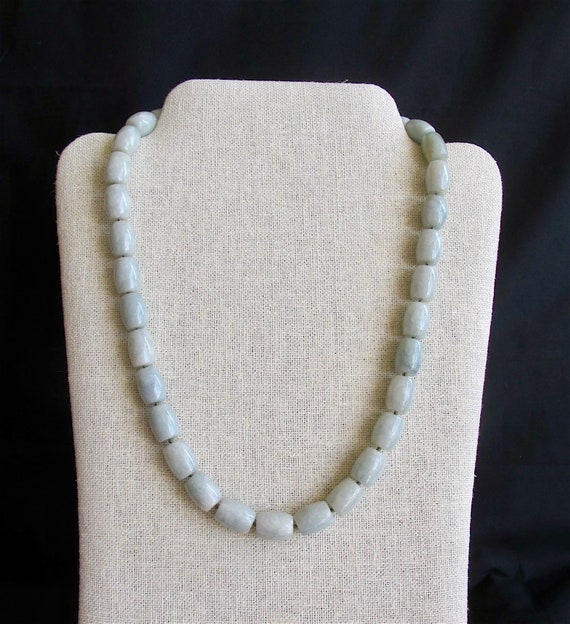Ming’s Honolulu 18” Green Jade Cylinder Necklace … - image 1