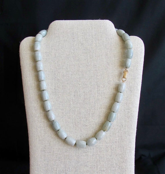 Ming’s Honolulu 18” Green Jade Cylinder Necklace … - image 2