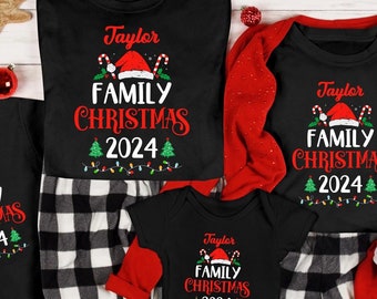 Christmas Family 2024 Shirt, Family Christmas 2024 Shirts, Christmas Group Shirt,Xmas Pajamas, 2024 Family Custom Christmas  Long Sleeve Tee