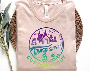 Scout Shirt, Custom Camp Troop Number T-shirt,  Camping Shirt, Camping Shirt, Troop Shirt, Girls Camping Tee, Scout Camp Tee